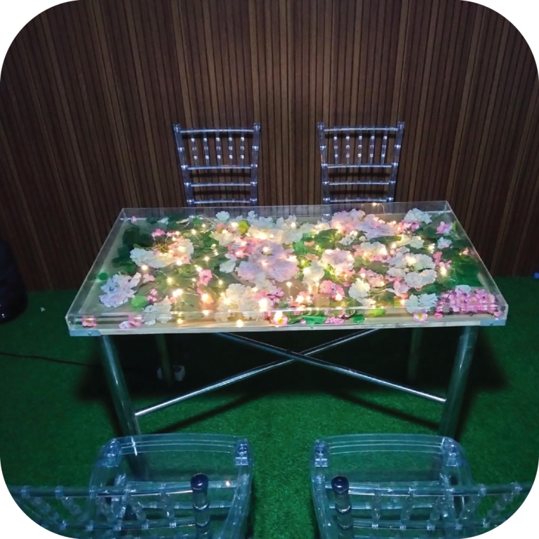sewa meja kotak akrilik termurah dan berkualitas bagus multi event