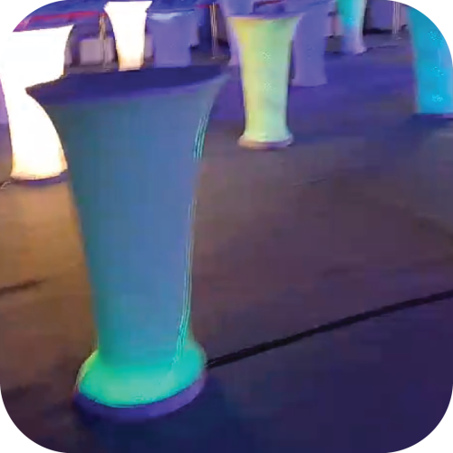 sewa meja barstool cover lampu rainbow jakarta berkualitas dan terawat bagus multi event